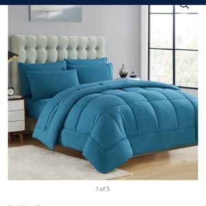 Twin comforter set in dark teal